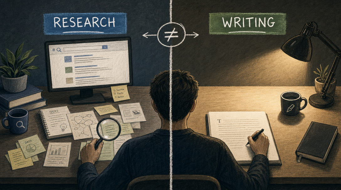 Workspace clearly divided into a